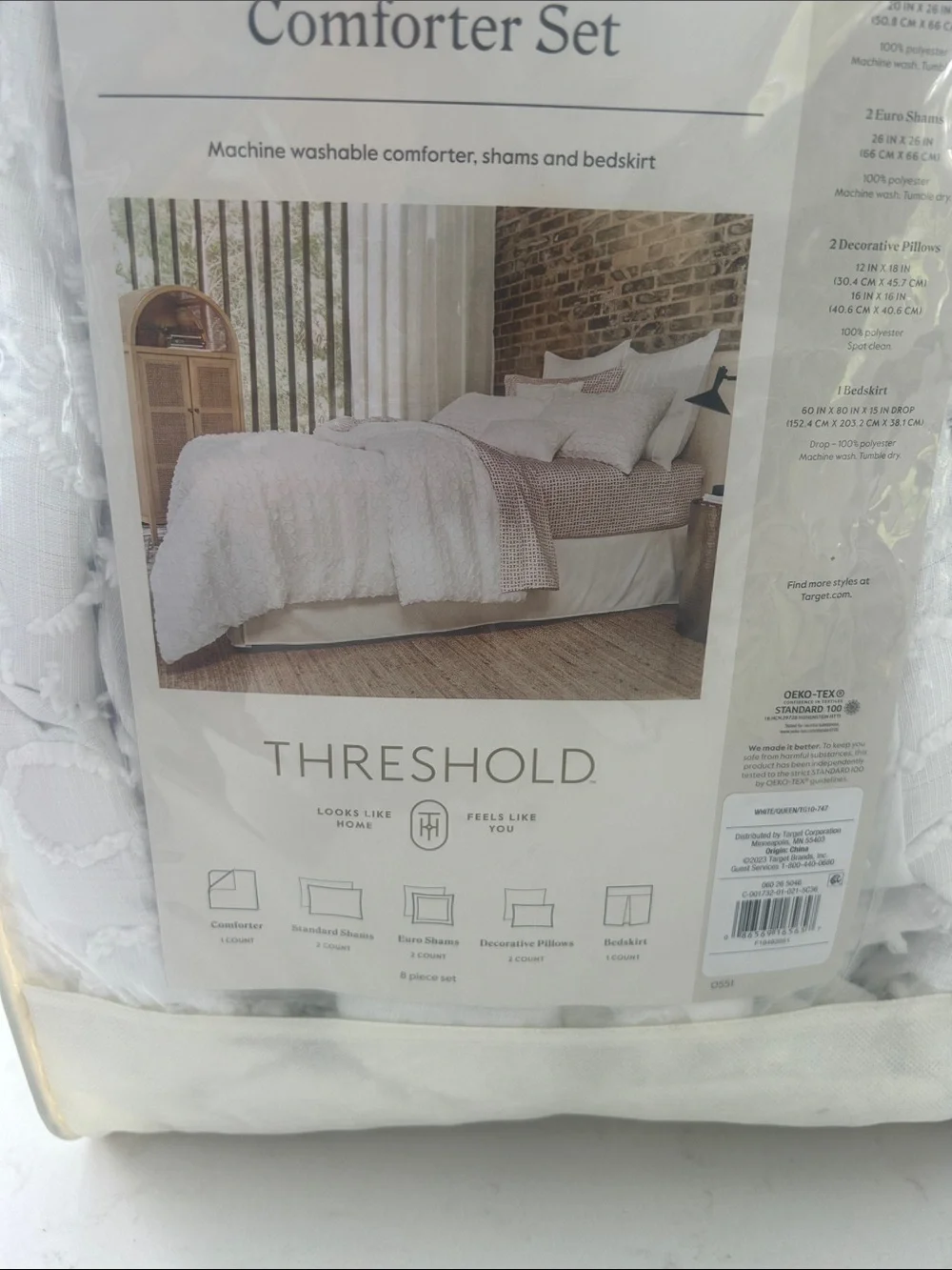 Threshold Queen Clipped Jacquard Comforter Set in White